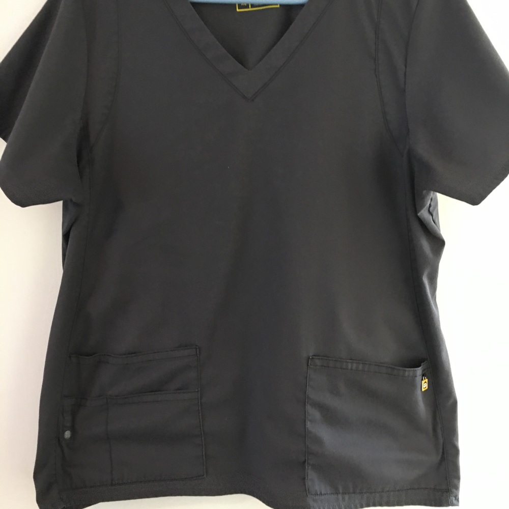 Womens Wonder Wink Gray Scrub Top XL
